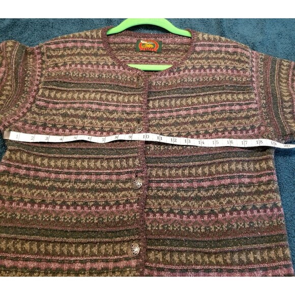 Alps fair isle Sweater Womens Cardigan Sz M Wool Button up USA Vintage - Picture 5 of 11